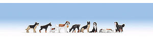 Noch 15717 HO Scale Dogs -- Set #1 pkg(9)