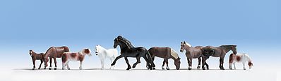 Noch 15761 HO Scale Horses -- pkg(9)