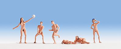 Noch 15844 HO Scale Nude Bathers/Swimmers -- Set #2 pkg(6)