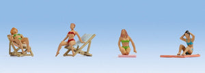 Noch 15851 HO Female Sunbathers (4) w/Chairs & Mats