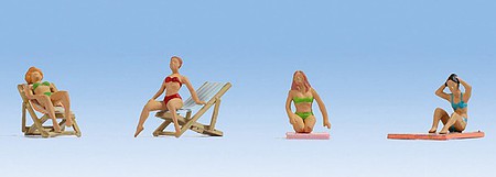 Noch 15851 HO Scale Sunbathing Women with Accessories -- pkg(4)