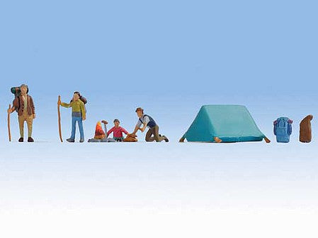 Noch 15876 HO Scale 4 Campers, Tent and Accessories