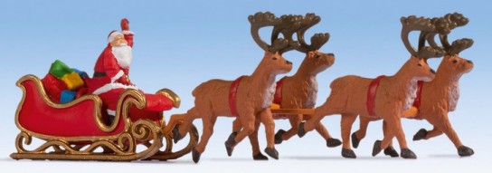 Noch 15924 HO Santa Claus w/Sleigh & 4 Reindeer