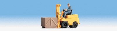 Noch 16770 HO Scale Forklift w/Figure - Assembled -- Yellow