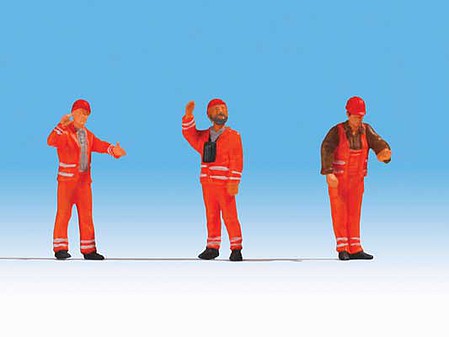 Noch 17820 O Scale German Railroad Switchmen -- Orange Uniforms pkg(3)