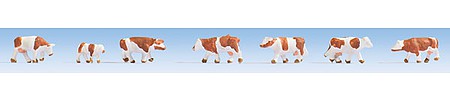 Noch 44251 Z Scale Cows -- Brown, White pkg(7)