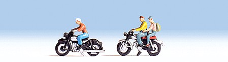 Noch 45904 TT Scale Motorcyclists/Motorbikers -- 3 Bikers & 2 Motorcycles