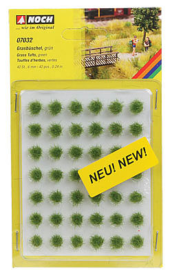 Noch 7032 All Scale Grass Tufts Mini Set -- Green 1/4" 6mm pkg(42)