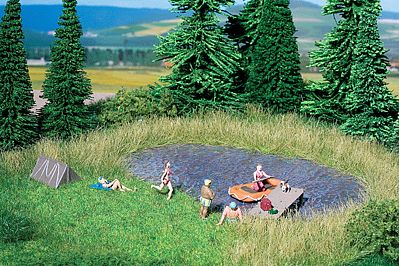 Noch 7442 HO Scale Natur+ Bathing Lake -- Bathing Lake, Meadow, 10 Grass Tufts 22 x 20cm