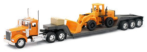 New Ray 10623 1/32 1979 Kenworth W900 w/Lowboy Trailer & Front End Loader (Die Cast)