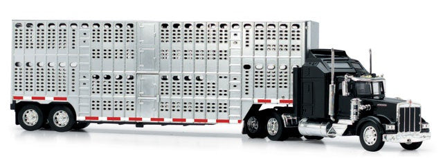 New Ray 15243 1/43 Kenworth W900 w/Pot Belly Livestock Trailer (Die Cast)