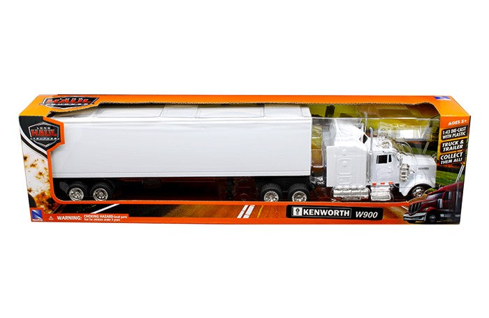 New Ray 15843 1/43 Kenworth W900 w/White Long Hauler Trailer (Die Cast)