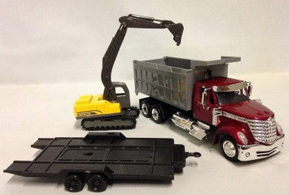 New Ray 16623 1/43 Int'l Lonestar Dump Truck w/Excavator (Die Cast)