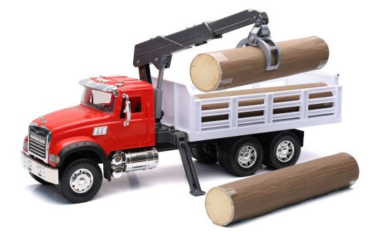 New Ray 17126 1/18 Mack Granite Log Truck w/Crane & Load (Die Cast)