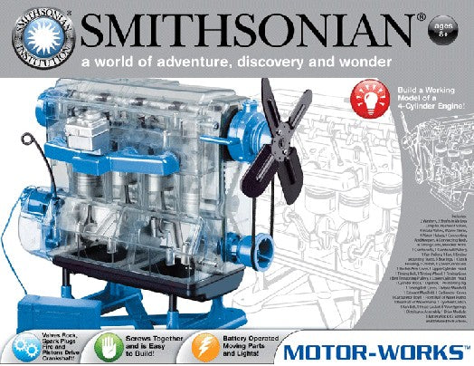 Natural Science Industries 49013 Smithsonian Motor-Works Visible 4-Cylinder Engine Kit (Batteries Required) (D)