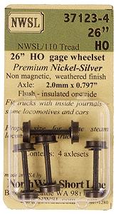 Northwest Short Line 371234 HO Scale Flush Axle Nickel-Silver Wheelset -- 26"/110