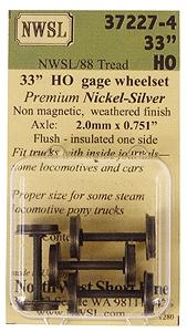 Northwest Short Line 372274 HO Scale Flush Axle Nickel-Silver Wheelset -- 33"/88