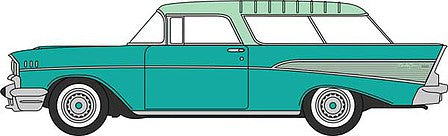 Oxford Diecast 87CN57006 HO Scale 1957 Chevrolet Nomad 2 Door Station Wagon - Assembled -- Surf Green, Highland Green