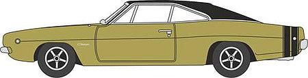 Oxford Diecast 87DC68002 HO Scale 1968 Dodge Charger - Assembled -- Gold, Black