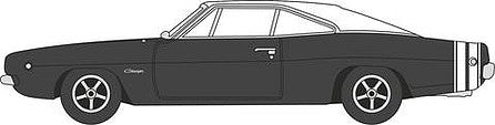 Oxford Diecast 87DC68003 HO Scale 1968 Dodge Charger - Assembled -- Black, White