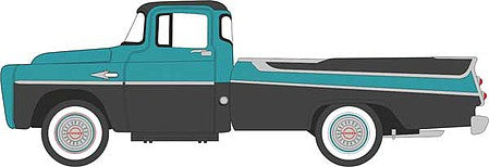 Oxford Diecast 87DP57002 HO Scale 1957 Dodge D100 Sweptside Pick Up Truck - Assembled -- Black, Turquoise