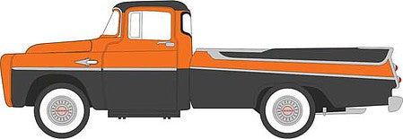 Oxford Diecast 87DP57004 HO Scale 1957 Dodge D100 Sweptside Pick Up Truck - Assembled -- Omaha Orange, Jewel Black