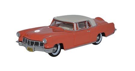Oxford Diecast 87LC56004 HO Scale 1956 Lincoln Continental MkII - Assembled -- Island Coral/Starmist White