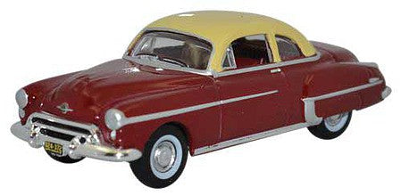 Oxford Diecast 87OR50001 HO Scale 1950 Oldsmobile Rocket 88 - Assembled -- Red, Cream