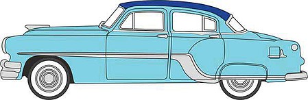 Oxford Diecast 87PC54001 HO Scale 1954-1965 Pontiac Chieftain 4-Door Sedan - Assembled -- Mayfair Blue, San Marino Blue