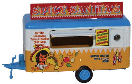 Oxford Diecast 87TR013 HO Scale Concession Trailer - Assembled -- Spicy Sanita's