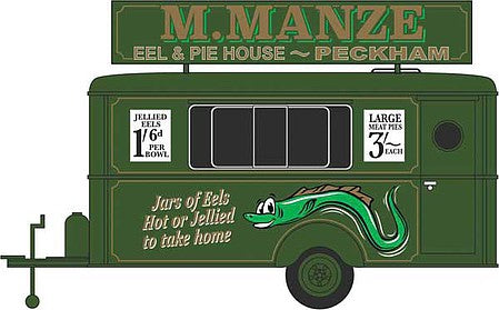 Oxford Diecast 87TR018 HO Scale Concession Trailer - Assembled -- M Manze Jellied Eels (green)