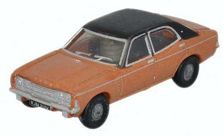 Oxford Diecast NCOR3001 N Scale 1970 Ford Cortina Mark III - Assembled -- Gold, Black