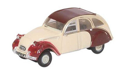 Oxford Diecast NCT005 N Scale Citroen 2CV - Assembled -- Dolly Plum, Custard
