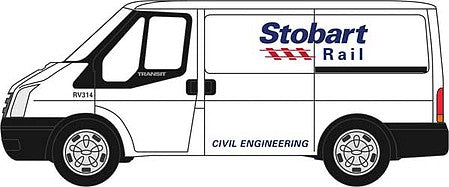 Oxford Diecast NFT012 N Scale 2006 Ford Transit Van, Short Wheelbase, Low Roof - Assembled -- Stobart Rail (white, blue, red)