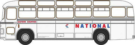 Oxford Diecast NMW6003 N Scale Bristol MW6G Bus - Assembled -- Eastern Counties NBC (white, red, blue)