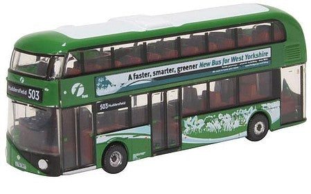 Oxford Diecast NNR007 N Scale 2013 New Routemaster Double-Decker Bus - Assembled -- First West Yorkshire Transit (green, white)