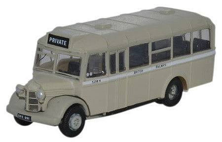 Oxford Diecast NOWB006 N Scale Bedford OWB Bus - Assembled -- British Railways (gray, white)