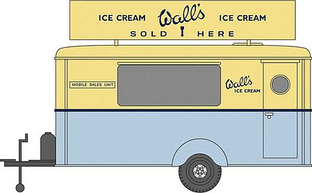 Oxford Diecast NTRAIL004 N Scale Concession Trailer - Assembled -- Wall's Ice Cream (yellow, gray)