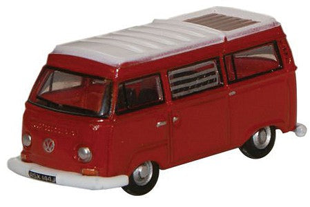 Oxford Diecast NVW004 N Scale 1970s Volkswagen Camper Van - Assembled -- Senegal Red, White