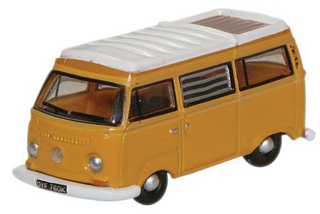 Oxford Diecast NVW008 N Scale 1960s Volkswagen Camper Van - Assembled -- Marino Yellow, White