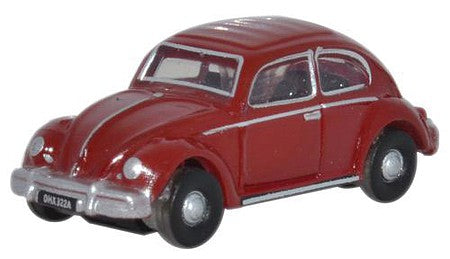 Oxford Diecast NVWB002 N Scale 1960s Volkswagen Beetle - Assembled -- Ruby Red