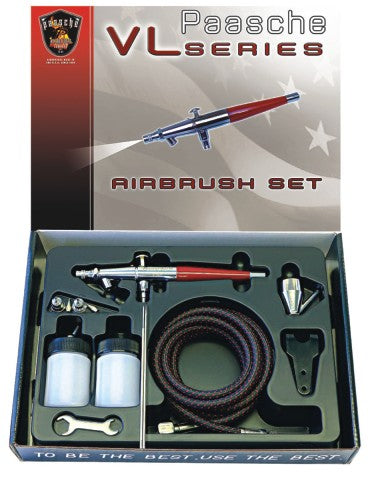 Paasche 16645 VL Series Siphon Feed Double Action Airbrush Set w/3 Heads (VL-3AS)