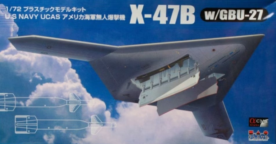 Platz Models AC12 1/72 USN UCAS X47B Unmanned Combat Air System Aircraft w/GBU27 Guided Bomb