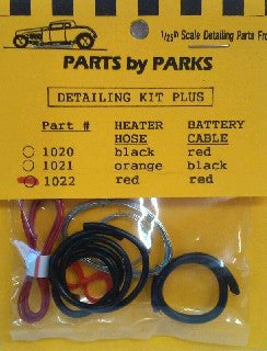 Parts By Parks 1022 1/24-1/25 Detail Set 3: Radiator Hose, Red Heater Hose, Red Battery Cable & Tinned Copper Wire for Brake/Fuel Lines & Carburetor Linkage