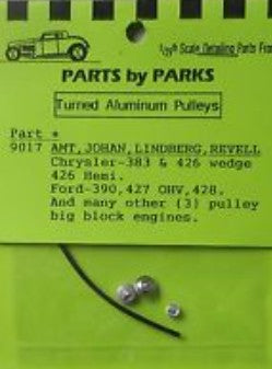 Parts By Parks 9017 1/24-1/25 Pulley Set Chrysler & Ford Long Block (Spun Aluminum) (3)