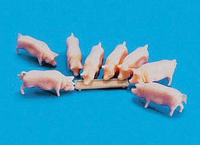 Peco 5108 HO Scale Pigs and Trough -- pkg(8)