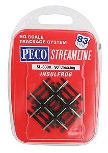 Peco SL8390 HO Scale Code 83 Line -- 90-Degree Crossing