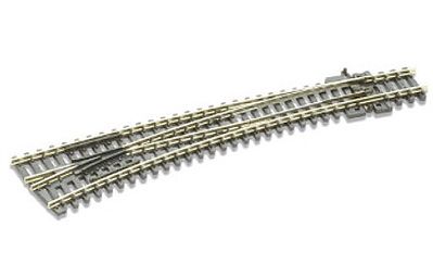 Peco SLE387 N Scale Code 80, Left-Hand Curved Turnout (36/18" Radius) Electrofrog -- Curved Double Radius Left Hand