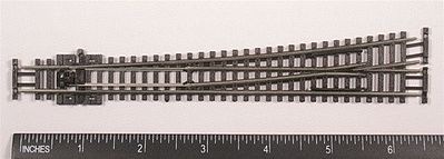 Peco SLE389F N Scale Code 55 #8 Left-Hand Turnout, Long 36" Radius, Electrofrog