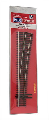 Peco SLU8361 HO Scale North American-Style Code 83 #6 Turnout - Streamline -- Right Hand, Unifrog